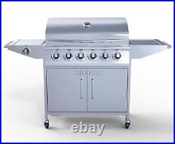 HEATSURE 6 Burner BBQ Gas Grill Stainless Steel Barbecue + 1 Side Outdoor New