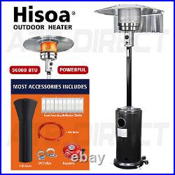 Hisoa 14KW Outdoor Garden Gas Patio Heater Standing Propane Heaters Wheels Cover