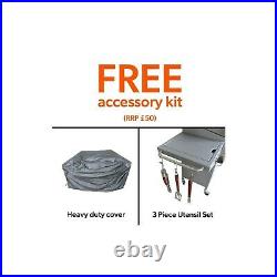 IQ 4+1 Outdoor Gas BBQ Silver Barbecue Grill 4 Burner + 1 Side Classic New
