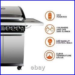IQ 4+1 Outdoor Gas BBQ Stainless Steel Barbecue Grill 4 Burner + 1 Side New