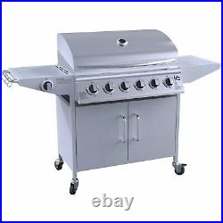 IQ 6+1 Burner BBQ Gas Grill Silver Barbecue + Side Burner Outdoor New