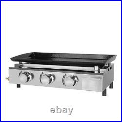 LPG Gas Plancha 3 Burner BBQ Griddle Barbecue Grill Enameled Cast Plate 67x34cm