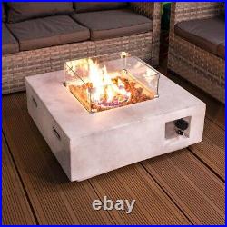 Lanzarote GRC Square Gas Fire Pit with Cover & Wind Guard