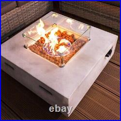 Lanzarote GRC Square Gas Fire Pit with Cover & Wind Guard