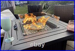 Large Fire Pit Outdoor Garden Furniture Patio Flame Heater Gas Rattan Glass Lid