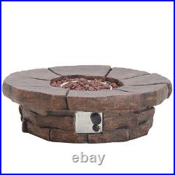 Large Gas Fire Pit Bowl with Lava Rocks Outdoor Round Table Fire Heater Burner