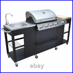 Large Outdoor Kitchen Gas Grill BBQ Barbecue Montana 4+1 Burners Garden Cooking