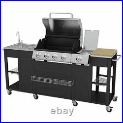 Large Outdoor Kitchen Gas Grill BBQ Barbecue Montana 4+1 Burners Garden Cooking