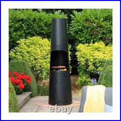 Leisuregrow Casa Mia Primo Gas Black Chiminea With Cooking Griddle Garden Patio