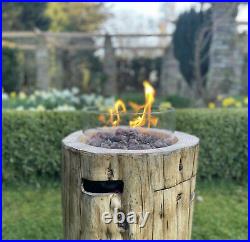 Log Style Gas Fire Pit Propane Garden Patio Heater with Lava Rocks and Cover