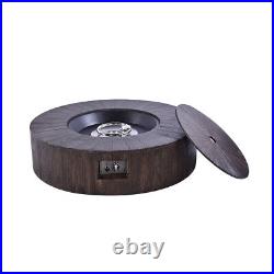 Luxury Gas Fire Pit Outdoor Large ROUND STEEL +Wooden Effect with Rain Cover