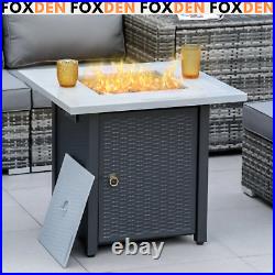 Metal Outdoor Fire Pit Table Garden Dining Table Lid Gas Patio Heater Black Grey