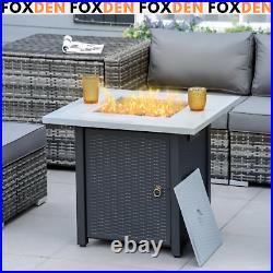 Metal Outdoor Fire Pit Table Garden Dining Table Lid Gas Patio Heater Black Grey