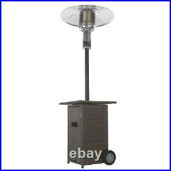Mushroom Outdoor Gas Patio Heater Brown Wicker/Rattan with Free Cover EQODHMBR