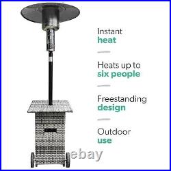 Mushroom Outdoor Gas Patio Heater Grey Wicker/Rattan with Free Cover EQODHMGR