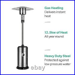 Mushroom Outdoor Gas Patio Heater Silver with Free Cover EQODHMSS