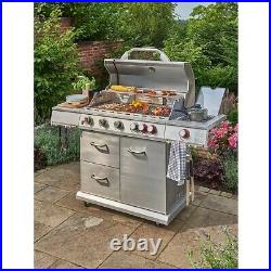 New Barbecue Gas Grill Outdoor Garden BBQ 6 Burner & Side Uniflame 16 persons UK