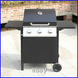 Outdoor 3 Deluxe Gas BBQ Black Barbecue Grill incl Burner Professional