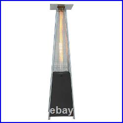 Outdoor Flame Patio Heater Stainless Steel Gas Pyramid Garden Warmer with Wheels