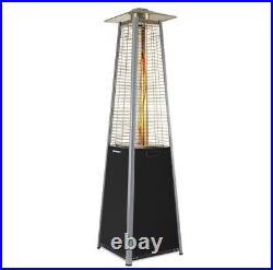 Outdoor Flame Tower Gas Patio Heater in Black with Free Cover