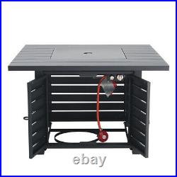 Outdoor Gas Fire Pit BBQ Firepit Brazier Garden Square Table Stove Patio Heater