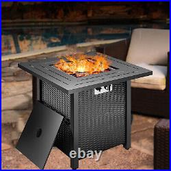 Outdoor Gas Fire Pit BBQ Firepit Brazier Garden Square Table Stove Patio Heater