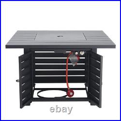 Outdoor Gas Fire Pit Square Table Patio Heater Garden Burner with Lava Rock Cover