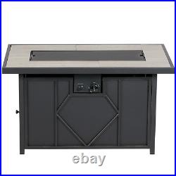 Outdoor Gas Flame Fire Pit Table Rectangular with Grey Tiles eiqfpgtable