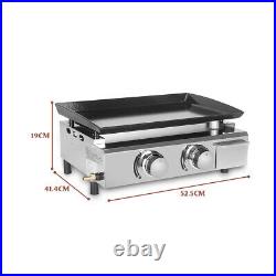 Outdoor Gas Plancha BBQ 2 Burners LPG Grill Steel CE Enameled cast iron 5000W