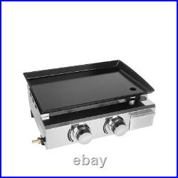 Outdoor Gas Plancha BBQ 2 Burners LPG Grill Steel CE Enameled cast iron 5000W