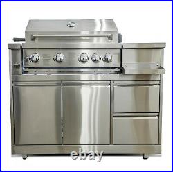 Outdoor Kitchen 6 Piece Stainless Steel, Sink, Barbecue, Pizza Oven, Burner