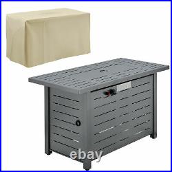Outdoor Propane Fire Pit Table 50000 BTU Gas Firepit with Cover and Lava Rocks