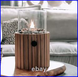 Outdoor Wooden Lantern Glamping Gas Fire Pit Garden Wooden and Glass CosiScoop