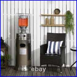 Outsunny 10KW Outdoor Gas Patio Heater with Wheels Dust Cover 46x137cm Silver