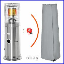 Outsunny 10KW Outdoor Gas Patio Heater with Wheels, Regulator and Hose, Silver