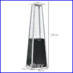 Outsunny 11.2KW Outdoor Patio Gas Heater Standing Pyramid Propane Tower Wheels