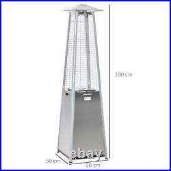 Outsunny 11.2KW Patio Gas Heater Pyramid Heater with Regulator Hose Cover, Silver