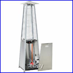 Outsunny 11.2KW Patio Gas Heater Pyramid Heater with Regulator Hose Cover, Silver