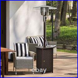 Outsunny 12KW Gas Patio Heater Terrace Standing Wicker Rattan Heater with Tabletop
