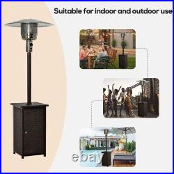Outsunny 12KW Gas Patio Heater Terrace Standing Wicker Rattan Heater with Tabletop