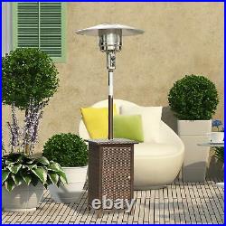 Outsunny 12kw Outdoor Garden Patio Gas Heater Rattan Wicker Free Standing BBQ