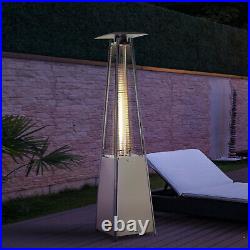 Outsunny 13KW Pyramid Patio Gas Heater Outdoor Warmer Stainless Steel with Wheels