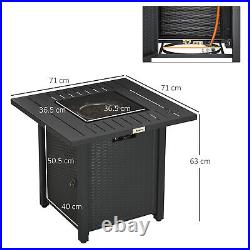 Outsunny 40,000 BTU Gas Firepit Table with Protective Cover, Spark Guard
