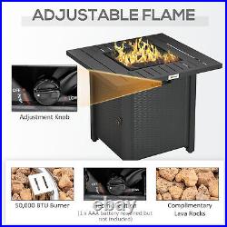 Outsunny 40,000 BTU Gas Firepit Table with Protective Cover, Spark Guard