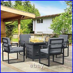 Outsunny 4 Seater Aluminium Garden Furniture Set with Gas Firepit Table, Grey