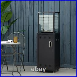 Outsunny 9kW Patio Gas Heater Propane Heater with Regulator Hose and Cover, Black
