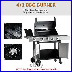 Outsunny Deluxe Gas Barbecue Grill 4+1 Burner Garden BBQ with Large Cooking Area