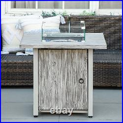 Outsunny Gas Fire Pit Table with 40,000 BTU Burner, Cover, Glass Screen, Grey