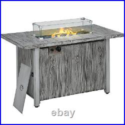 Outsunny Gas Fire Pit Table with 50,000 BTU Burner, Cover, Glass Screen, Grey