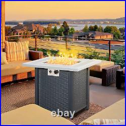 Outsunny Outdoor Propane Gas Fire Pit Table with Lid and Lava Rocks, Black
